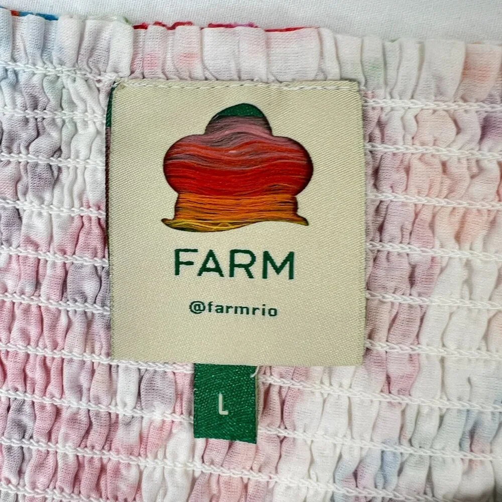 Farm Rio Spring Bananas Mini Skirt Smocked Stretch Floral Multicolor LARGE - Picture 10 of 16